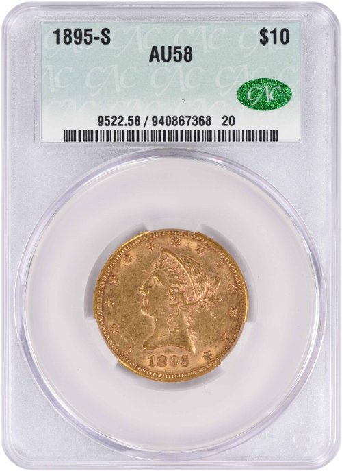 Golden Liberty Head 1895-S AU58 CACG