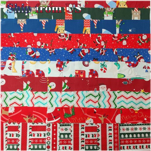 Festive Fabric Squares for Holiday Crafting and Quilting (100 Pieces)