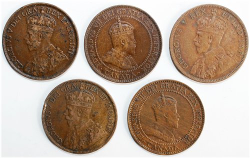 Early 20th Century Canadian Bronze Penny Collection