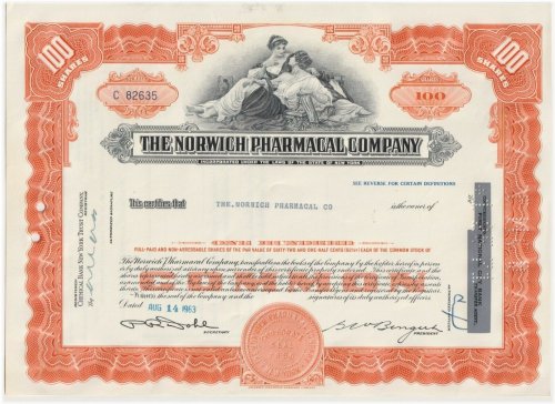 Norwich Pharmacal Company Stock Certificate - New York