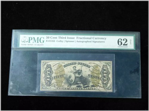 50 Cent 3rd Issue Fractional Currency Fr 1355 - PMG 62