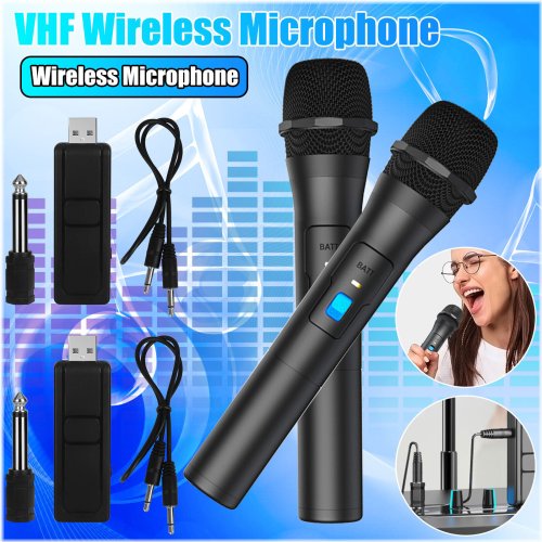 VHF Dual Handheld Wireless Microphone System with Receiver