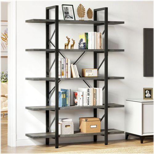 Rustic Industrial Open Storage Bookshelf