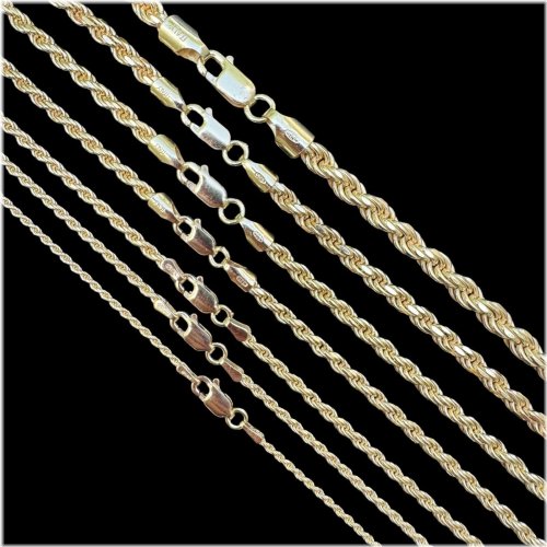 Gold Plated Sterling Silver Rope Chain