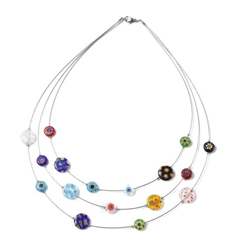 Millefiori Glass Layered Necklace