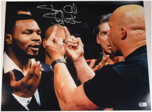 Stone Cold Steve Austin Autographed 16x20 Photo with Mike Tyson
