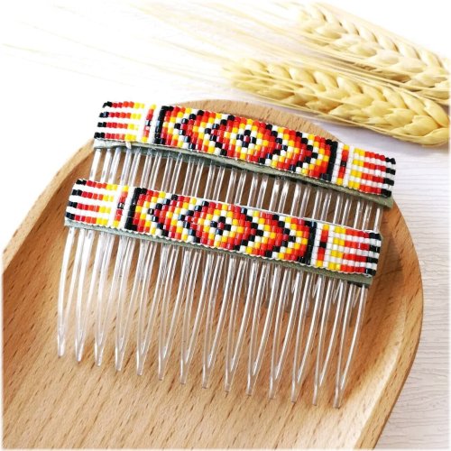 Navajo Beaded Hair Comb Set