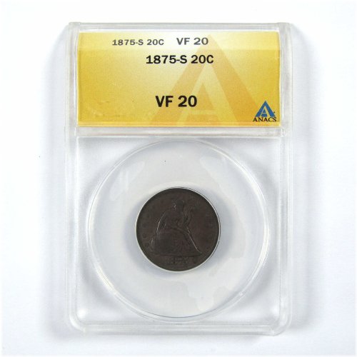 Seated Liberty Twenty Cent Piece - 1875 S VF 20 ANACS Silver