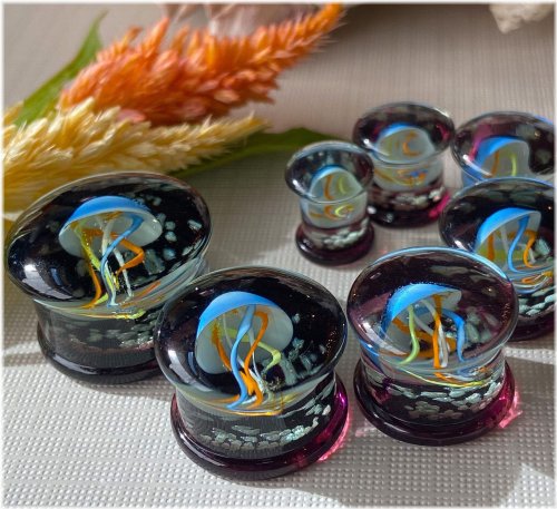 Jellyfish Glass Double Flare Plugs