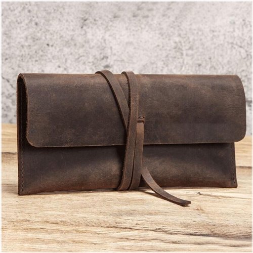 Rustic Leather Pen Roll