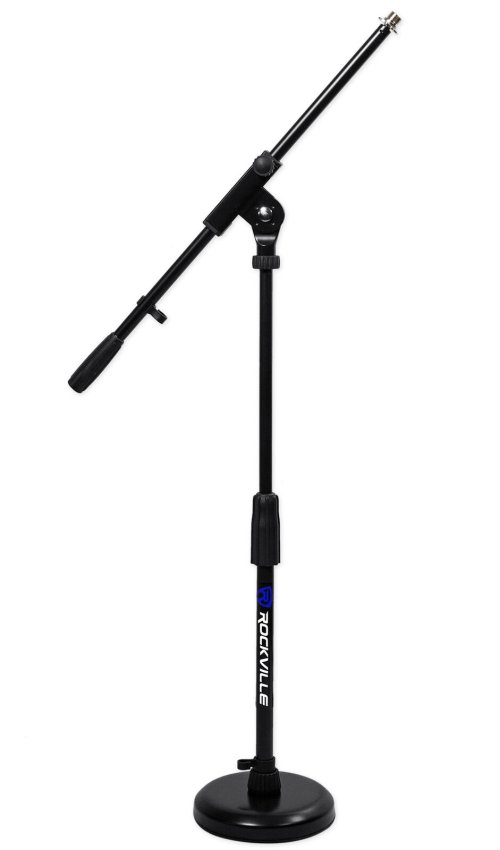 Steel Base Mic Stand with Fixed Boom and Rubber Pad for Kick Drum and Guitar Amps