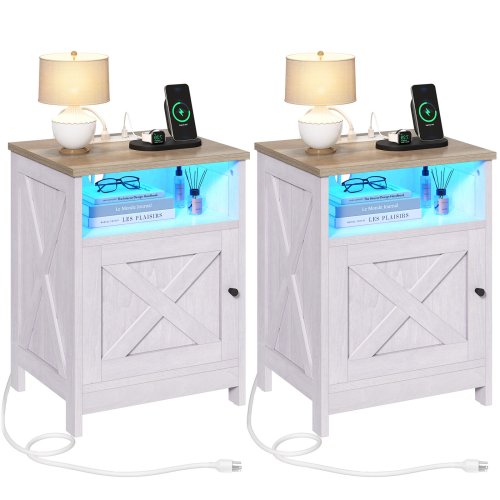 Rustic Glow Charging Nightstand