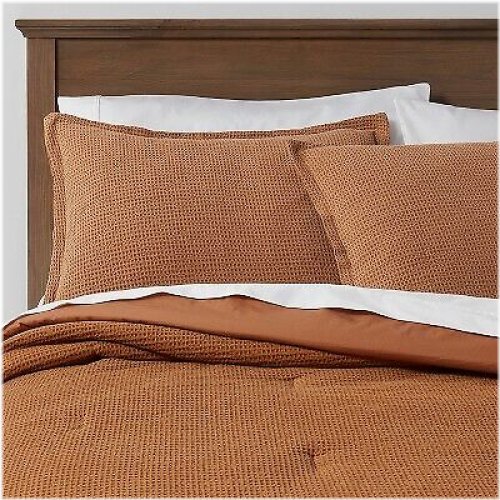 Caramel Waffle Weave Comforter Set