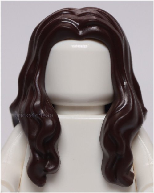 Dark Brown Wavy Center Part Minifig Hair