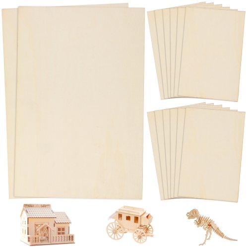 Natural Timber Pack - 14 Assorted Thin Wood Sheets for Crafting and Woodworking