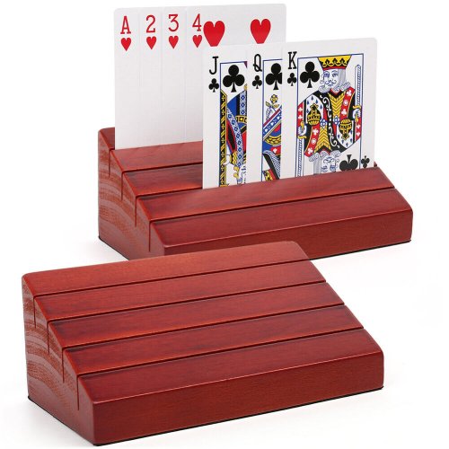 Canasta Card Rack - Hands-Free Wooden Holder for Playing Cards