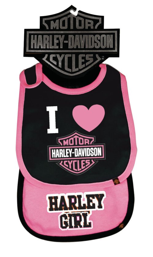 Pink and Black Harley Bib Set