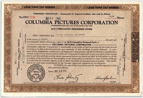 Vintage Film Investment Certificate