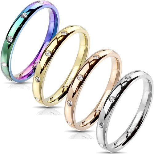 Rainbow Rose Gold CZ Eternity Band