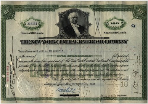 Empire State Railways Certificate