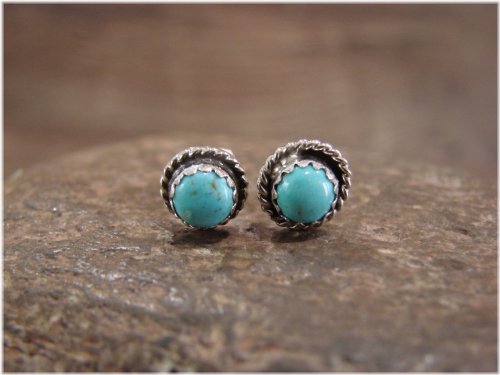 Turquoise Round Post Earrings by White