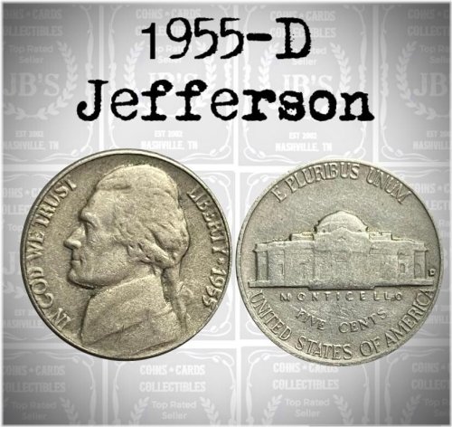 1955 D Jefferson Nickel Average Circulated VG-Fine