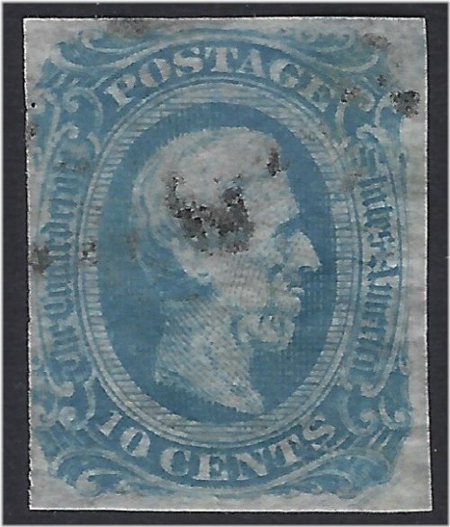 Milky Blue Confederate Stamp - Die B - Lightly Cancelled