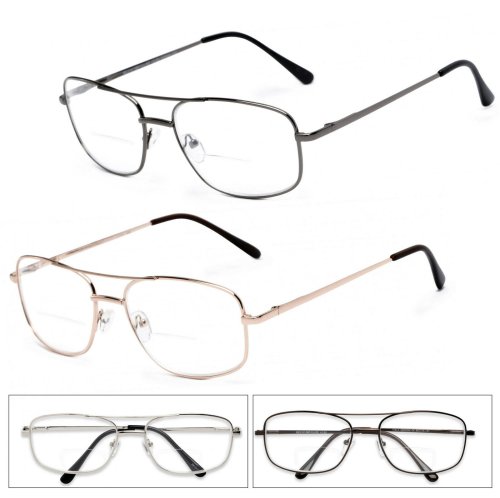 Metal Bifocal Reader Glasses with Spring Hinges