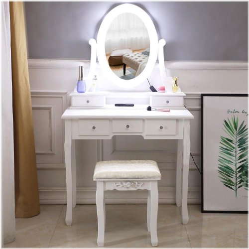 Radiance Vanity Set with Illuminated Mirror and Storage Drawers