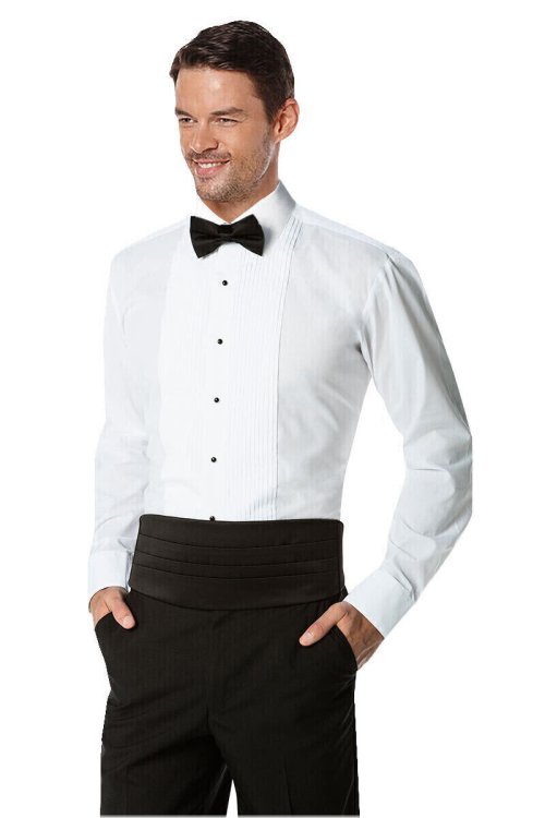 Lay Down Collar Tuxedo Dress Shirt with Bow Tie by Boltini Italy