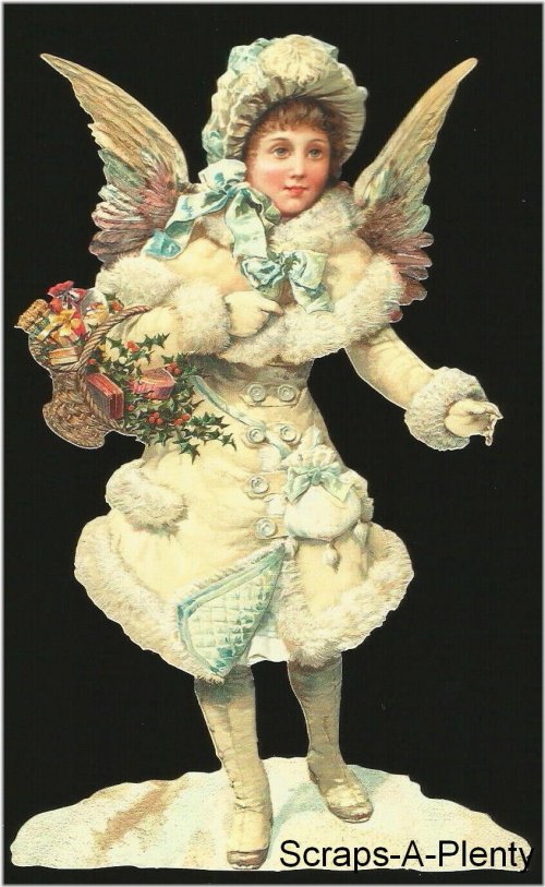 Embossed German Die Cut Angel for Holiday Crafts