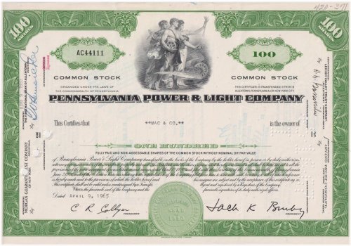 Power & Light Company Stock Certificates Bundle
