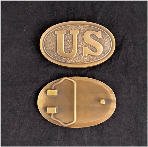 Union Enlisted Solid Brass Belt Buckle - Antique Style Reproduction