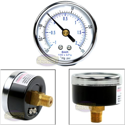 Vacuum Pressure Center Back Mount Gauge