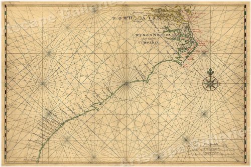 North Atlantic Land Map - Vintage Style (1639)