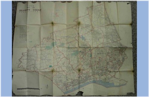 Delaware County PA Vintage Road Map - 1958