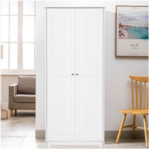 White Wood Pantry Storage with Adjustable Shelves