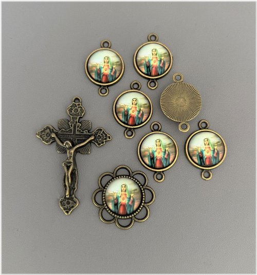 Bronze Immaculate Heart Rosary Set