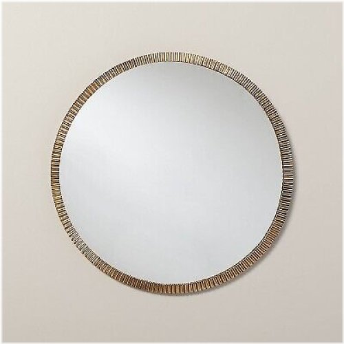 Brass Pleated Round Antique Mirror