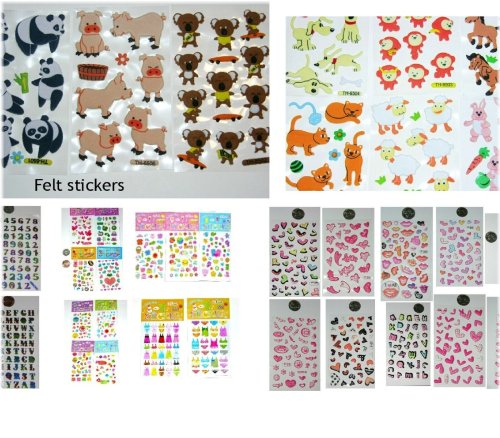 Assorted Animal and Heart Felt Sticker Pack