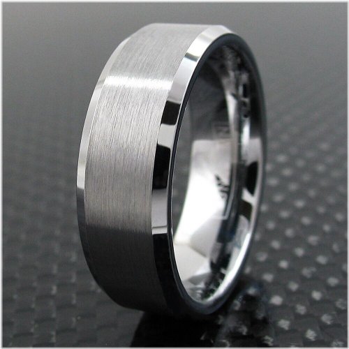 Silver Brushed Tungsten Carbide Ring for Weddings and Anniversaries