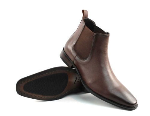 Almond Toe Brown Leather Chelsea Boots