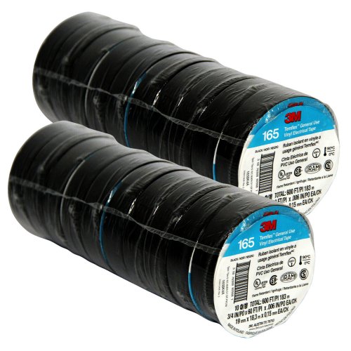 Temflex Black Vinyl Tape - Multi-purpose Electrical Tape (20 Rolls)