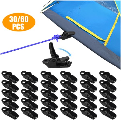 SecureHold Camp Kit: 60-Piece Set of Tent and Tarp Clamps for Hassle-Free Outdoor Adventure