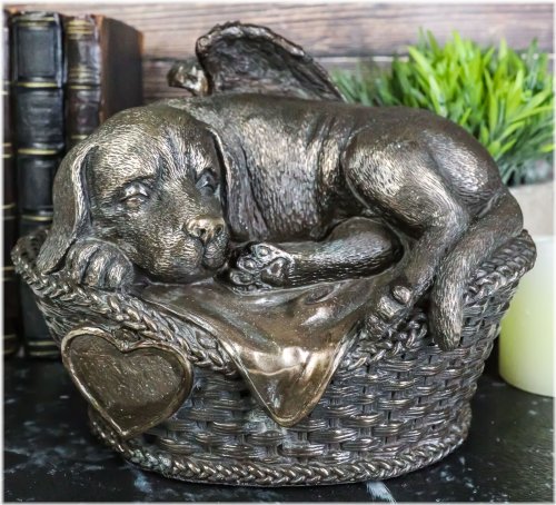 Angel's Resting Place: Labrador Dog Memorial Urn in Wicker Basket