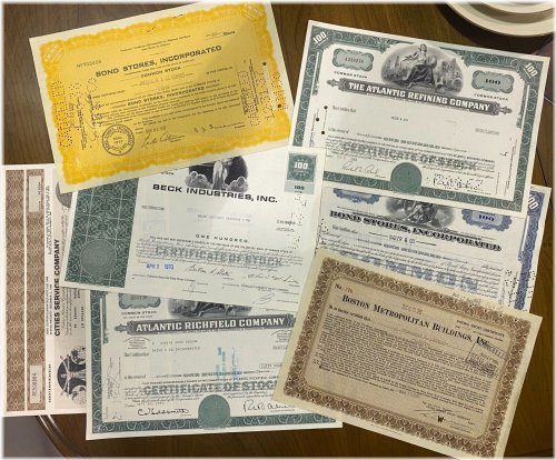 Assorted Stock Share Certificates Collection