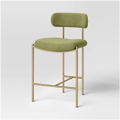 Orion Luxe Olive Green Velvet Stool
