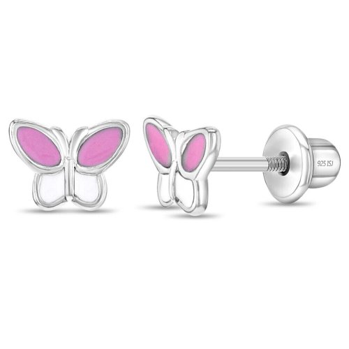 Pink Enamel Butterfly Earrings