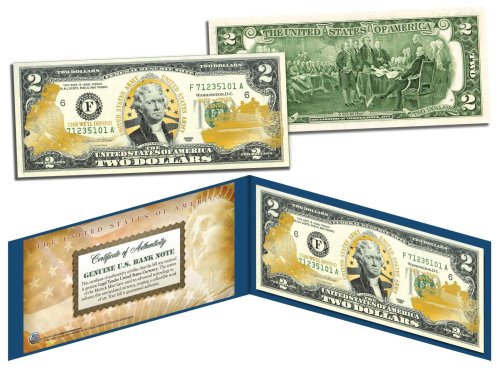 Golden Military Tribute $2 Bill - Authentic US Army Collectible