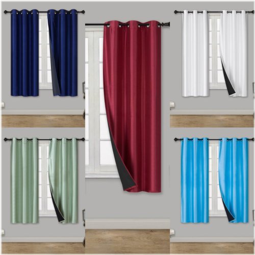 Midnight Silk Insulated Window Curtains - Set of 2 Panels (24x36 inches)